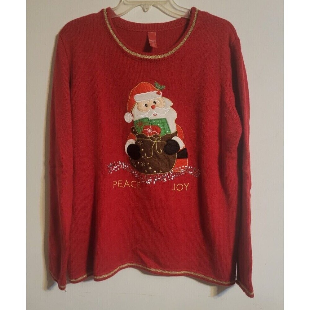 Christmas‎ Sweater Size 2XL Santa Red w/Gold Trim Pullover Holiday Party-wear